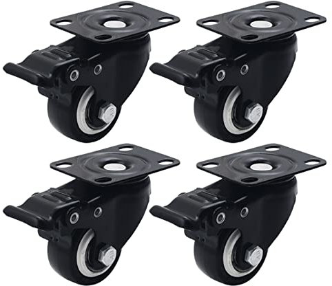 Lenkrollen Rollen for Möbel, Mit Bremse Möbelrollen,Hartbodenrollen Leise Gleitende Bürostuhlrollen Drehstuhlrollen for Schreibtischstuhl, Teppich Und Fliesen, 4 Stück Schwarz Schwenkbare Rollen ( Col