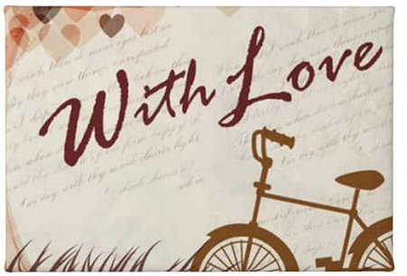 Romantisches dekoratives Gemälde für Wand, Motiv: Fahrrad unter Herzbaum, modern, klassisches Kunst-Vintage-Poster, Leinwanddruck, Gemälde, für Esszimmer, Schlafzimmer, Wohnzimmer, Hotel (horizontale