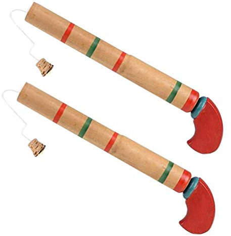 2 Stück Holzspielzeugpistolen mit Pump-Action-Griff und Korkgeschossen für Kinder Zum Spielen Im Freien (Sortierte Farbe)
