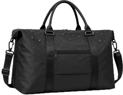 Travel Duffle Bag, Weekender Travel Bag Men Small Gym Bag for Women, Hospital Bag for Labor and Delivery, Overnight Bag Luggage Bag with Trolley Sleeve, Airplane Travel Essentials for Flying(Black)