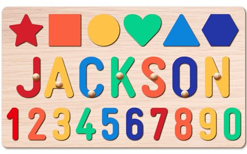 Name Puzzle Personnalisé pour Enfants-Jouet en Bois Bebe 1 an-Puzzle pour Bébé de 1 an-Jouets Éducatifs -Cadeau d'anniversaire pour Garçon et Fille