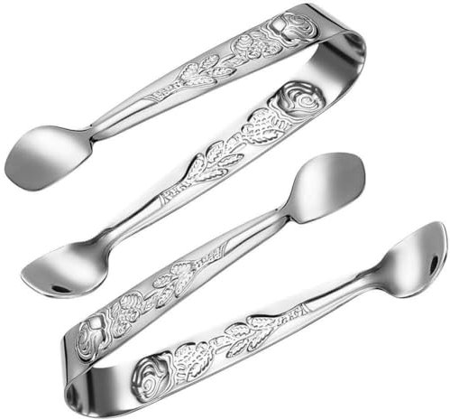 Luxylei Pinces À Glace en Acier Inoxydable 2 Pièces Pince À Glace en Relief Pince À Glaçons Sucre Glace Pâtisserie Pince Alimentaire Pince À Pâtisserie Pince À Barbecue Fournitures De Bar De Cuisine