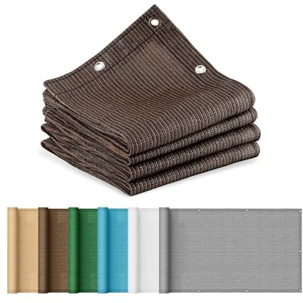 Markisenstoff 3.6 x 6 m Sonnenschutz Markise Balkon mit Ösen HDPE Atmungsaktiv Wasserdurchlässig UV Schutz Ohne Bohren für Balkon Terrasse Garten, Braun