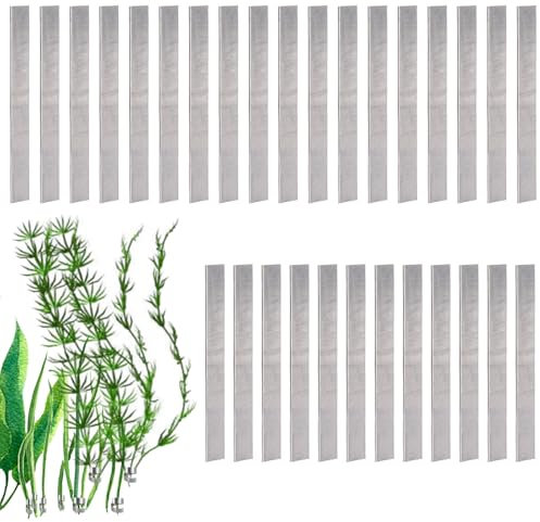 XIHIRCD 30pcs Aquarium Plant Weights: 7x1cm/2.76x0.39in Silver Metal Plant Anchors for Ponds Aquarium Prevent Plants Floating