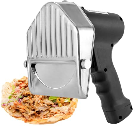 Kindevieft Trancheuse éLectrique sans Fil Gyro Kebab, 80 W, Coupe-Shawarma Portable, Machine à Couteau De Coupe Doner Kebab, avec Chargeur Rapide Et 2 Puissances Rechargeables, éPaisseur 0-0,3