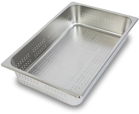 VERTES Bac GN 1/1 Gastro Norm Gastronorm (Acier inoxydable, 100mm de profondeur, Perforé, Inoxydable, Anti-rayures, Température de -40° à +300°C, pour bain-marie et utilisation polyvalente)