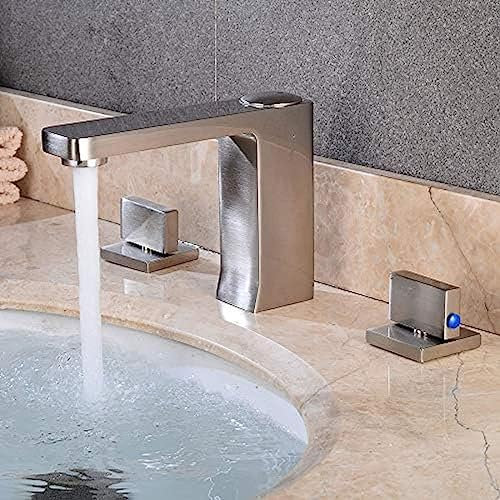 Waschbeckenarmaturen fürs Bad, Wasserhahn, Waschtischarmatur, amerikanischer schwarzer Dreiloch-Waschtischhahn, heißes und kaltes Split NC, schwarze Bronze, Badezimmer-Waschtischarmatur, Chrom, Chrom