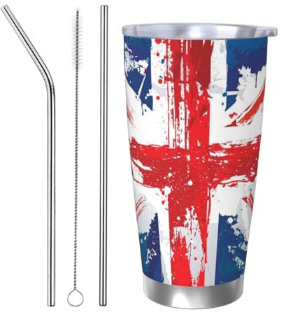 HDTVTV United Kingdom Union Jack Insulated Water Bottle 20 Oz Stainless Steel Mug Vacuum Tumbler Water Flask