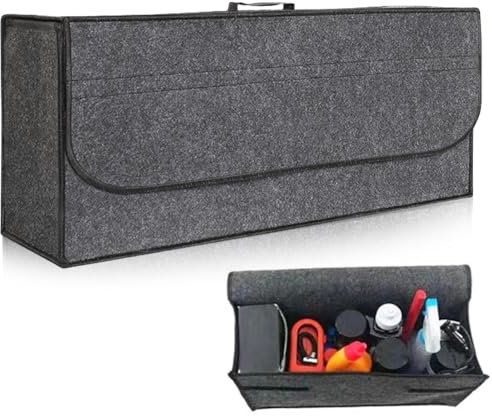Organizer per bagagliaio, pieghevole, XXL, antiscivolo, in feltro, per auto, borsa per attrezzi e cura, 60 x 25 x 17 cm