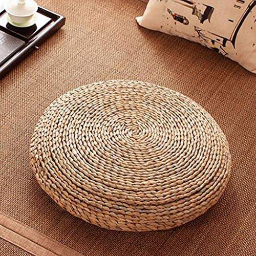 Flaches Sitzkissen für Yogamatte, japanischer Stil, 39,9 cm, atmungsaktives Rattan-Futon-Kissen mit weichem Pouf-Bodenkissen