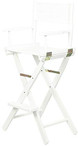 Professioneller Visagisten-Regiestuhl, tragbarer Teleskop-Hochstuhl für Zuhause und Außenbereich, faltbarer Holzstuhl mit hohem Design, weiße Beinfarbe