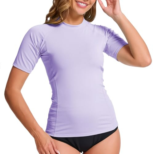 MEETWEE Short & Long Women's Surf Rash Guard Sun Protection Swimsuit UV Protection Shirt UPF 50+ Short-Sleeve Swim Top Quick-Drying Swimming Sun Protection Shirt for Water Sports