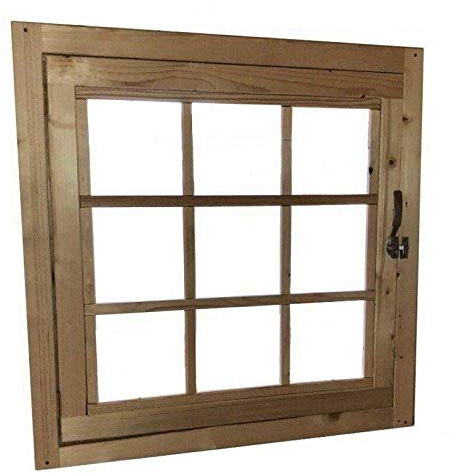 Home Idea Finestra in legno per casetta mis 81 x 81 cm con apertura laterale, Con Plexiglass