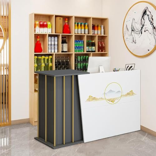 Kassadisk för Frisörsalong, Butiksdisk Modern Receptiondisk, Mottagningsdisk med Låsbara Lådor för Hem/Kontor/Klädbutik C 120cm