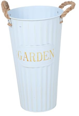 KONTONTY Secchiello Zincato Per Fiori Vaso Alto in Metallo Decorativo Vaso Rustico Per Esposizione Portafiori in Metallo Per Casa