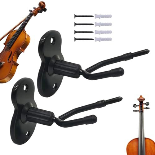 Weqizuerqi Supporto da parete per violino | 2 supporti per violino e viola con supporto per archetto, espositore per strumenti a corda, per casa, studio, sala musica