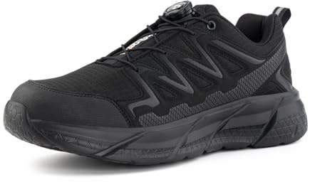 Loiston Zapatos de Seguridad para Hombre Mujer Zapatillas de Seguridad Mujer Zapatos de Trabajo Puntera de Acero Transpirable Negro K07 Gr.40