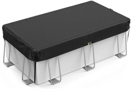 HpLive Rechteckige Pool Abdeckplane 210D Oxford Wasserdicht UV-Schutz Staubschutzplane für Aufstell- und Stahlrahmenpools, Schwarz(6 x12 FT)