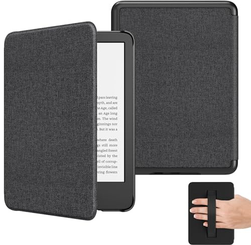 MoKo Case for 6 All-New Kindle (11th Generation-2024/2022 Release), Lightweight Shell Cover with Hand Strap Auto Wake/Sleep for Kindle 11th Generation 2024 e-Reader, Denim Black