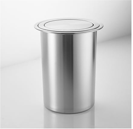 Stainless Steel Under-Counter Trash Can with Flip Lid, Discreet Integrated Waste Bin, Ideal for Office, Hotel, Kitchen, Durable and Stylish Design (Silver-Taille Unique