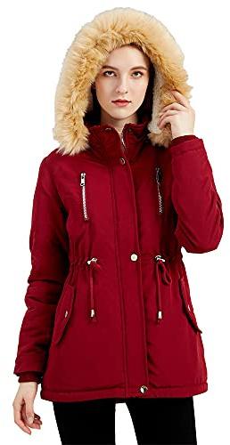 JellyLe Chaqueta de algodón gruesa de lana de cordero para mujeres en otoño e invierno, con capucha desmontable y forro interior.