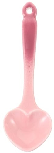 Housoutil Cucchiaino in Porcellana Forma di Cuore Cucchiaio Dessert Creativo Manico Ergonomico per Caffè Zucchero e Panna Posate Chic per Ristoranti e Caffè Colore Rosa Sfumato