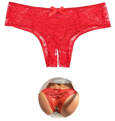 ohyeahlady Women French Knickers Plus Size Floral Lace Thongs Sexy Panties | S-4XL,Soft Stretchy Tangas,Hollow Out Bikini Briefs,Frilly Ruffled,Elastic Waistband,Cute Bow,Comfortable Sexy Underwear