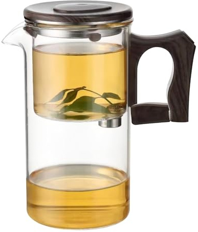 Magisch - Magnetisches Bierbrauen mit einem mit Glasfilter und Holzgriff | Trennung von Tee/Wasser durch internen Druck | hitzebeständiges Kung-Fu-Teeset