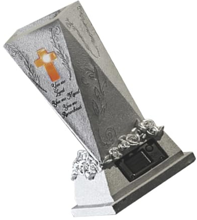TOYANDONA Maceta Conmemorativa Forma de Cruz para Cementerio, Jardinera de Resina Resistente Intemperie, Acabado Piedra Sintética, Decoración de Tumbas y Arreglos Funerarios al Aire Libre