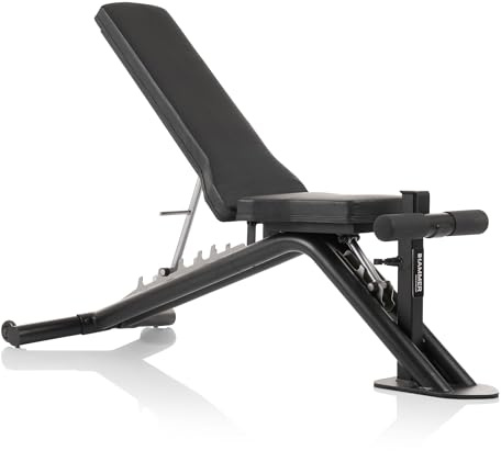 HAMMER Hantelbank Autark, Schrägbank, Flachbank, Negativ-Einstellung, 450 kg Gewichtsbelastung, flexibel erweiterbar, Trainingsbank verstellbar, Home Gym