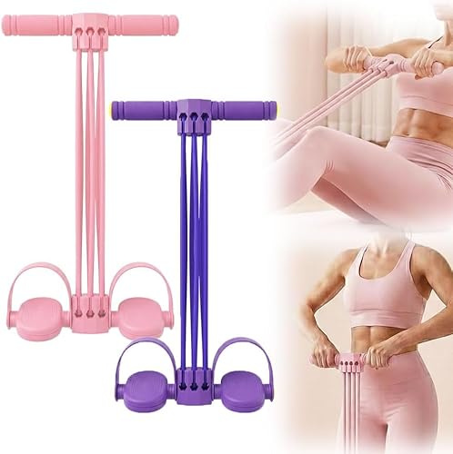 Widerstandsbänder mit Griff, 3-in-1 Multifunktions Expander 、Fitnessbänder Fußzugband 8 Röhren Resistance Bands,Beintrainer Po Trainer NBR-Tuben, für Yoga Pilates