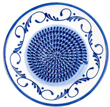 Ceramic Garlic Grater Plate, Mediterranean Style Grating Plate with Tapered Gear Grinding, Kitchen Accessories for Cooking, Classic Grater Plate for Garlic, Ginger, Fruits and Vegetables