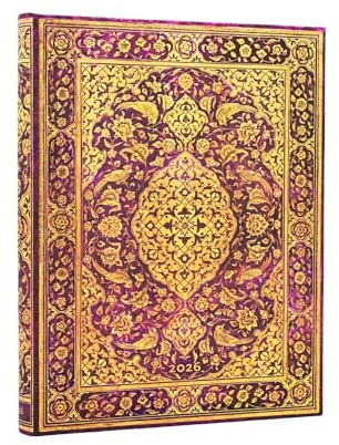 Paperblanks | 2026 Leila | Persische Dichtung | 12-Monatskalender | Grande | Vertikal | Elastikband-Verschluss | 160 Pg | 100 GSM