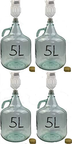 Bottiglia set da 4 bottiglie da 5l, damigiana, bottiglia per fermentazione in vetro