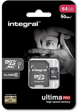 Integral UltimaPro - Memory Card 128GB microSDHC/XC 90MB/s Class 10 UHS-I U1 + Adapter