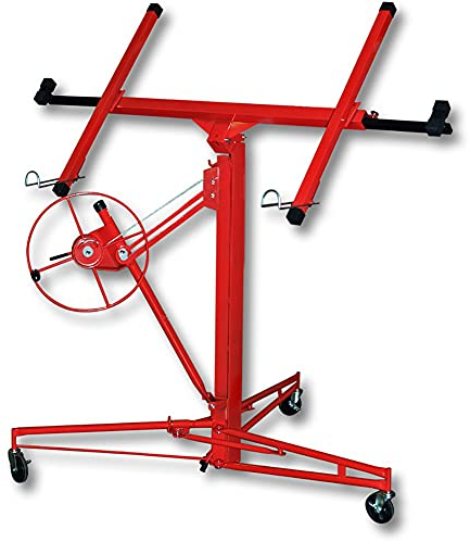 Heavy Duty 11FT Drywall Lift Plaster board Lifter Panel Hoist Jack Lifter Construction Tool, Red