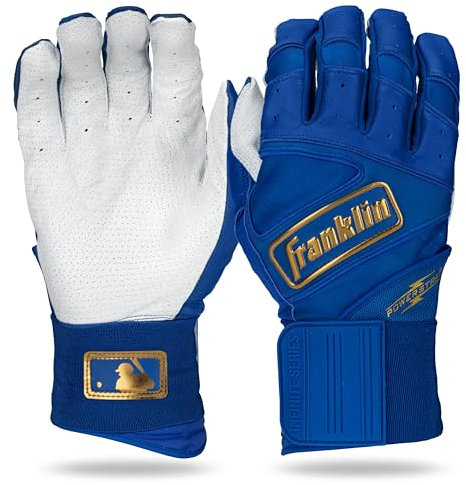 Franklin Sports Unisex-Erwachsene Batting Gloves Powerstrap Infinite Series Schlaghandschuhe, Royal/Gold, X-Large (2er Pack)