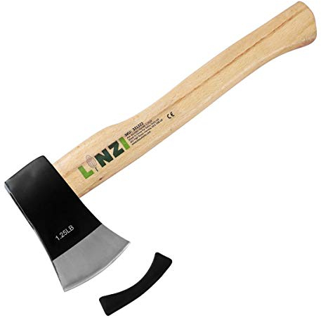 LINZI Hand Axe with Wooden Handle 1.25lb Ideal for Outdoor Gardening, 331222,Black