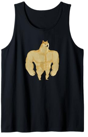 Buff Doge Memes Canotta Animali Meme Muscolare Nero S M Unisex Adulti Canottiera Manica Corta