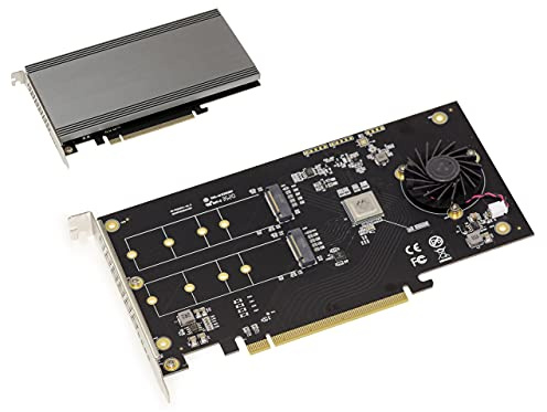 KALEA-INFORMATIQUE Tarjeta controladora PCIe 3.1 x16 para 2 Unidades SSD M.2 NVMe M Key (M2 NGFF). Raid HARWARE 0 1 con chipset Marvell 88NR2241
