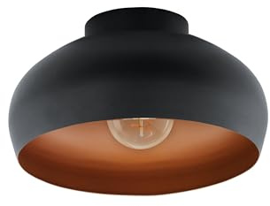 EGLO Deckenlampe Mogano 2, 1-flammige Deckenleuchte | Wohnzimmerlampe aus Metall in Schwarz und Kupfer, Flurlampe Decke, Deckenbeleuchtung mit E27 Fassung