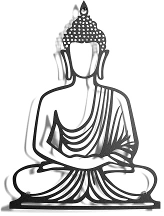 keluly Decoración de metal. Escultura de pared flotante, con sombras, de acero. (21 x 15 cm., BUDA)