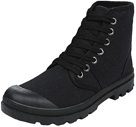 ANUFER Unisex Uomo Donna Caviglia Alta Stivali di Tela Allacciate Informale Sneakers Nero SN0711110 EU41