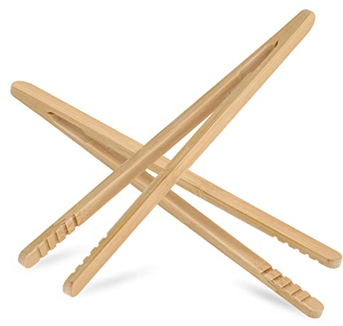 Prasacco 2 Stück Toasterzangen, Wiederverwendbare Holzzzange 18cm Kleine Servierzange für Süßigkeiten, Gurken, Waffel, Sandwich, Küchengreifer Werkzeug