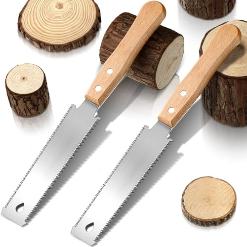 Gisafai 2 sierras de mano pequeñas de 6 pulgadas para carpintería, sierra japonesa de corte al ras flexible de doble filo Tpi 17/14 para manualidades, mini mango de madera, sierra de corte de jardín