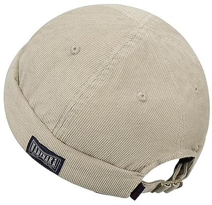 Clakllie Corduroy Docker Cap sjömansmössa män sommar utan skärm justerbar hamnmössa ledig skeppsmössa fashionabel brimless hatt huvudbonad sjömanskeps, HBH01-beige, one size
