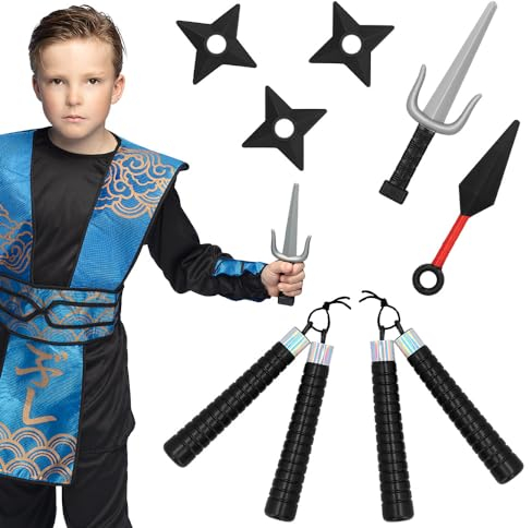 Boland 50433 - Ninja Waffenset, 7 Stück, Spielzeug Waffen im Set, Accessoires, Zubehör für Faschingskostüme