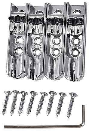 4 Pcs Zinklegierung Split Elektrische Bass Brücke Separate Bass Bridge Saitenhalter Einzelsaite Bass Bridge Gitarre Zubehör 4 Saiten Zinklegierung Elektrische Bass Gitarre Brücke Einstellbar