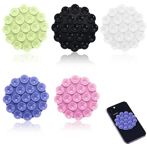 MEETTIKEY 5 Pezzi Ventosa per Telefono, Silicone Supporto Smartphone da Auto Ventosa Telefono Multiuso Porta Cellulare Auto Ventosa Adatto per finestre, specchi e piastrelle in ceramica (5 Colori)