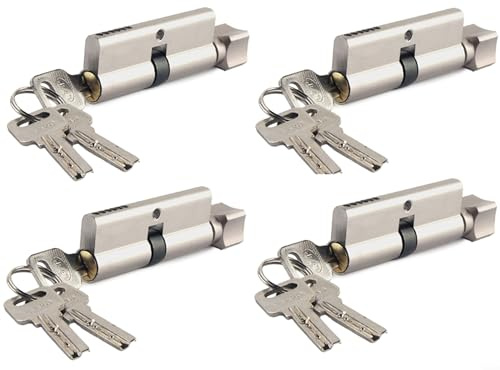 4 serrature a cilindro europeo 35T/35 (70 mm), con 3 chiavi, anti-grimaldello, ad alta sicurezza, per porte in legno, UPVC e composito (confezione da 4)